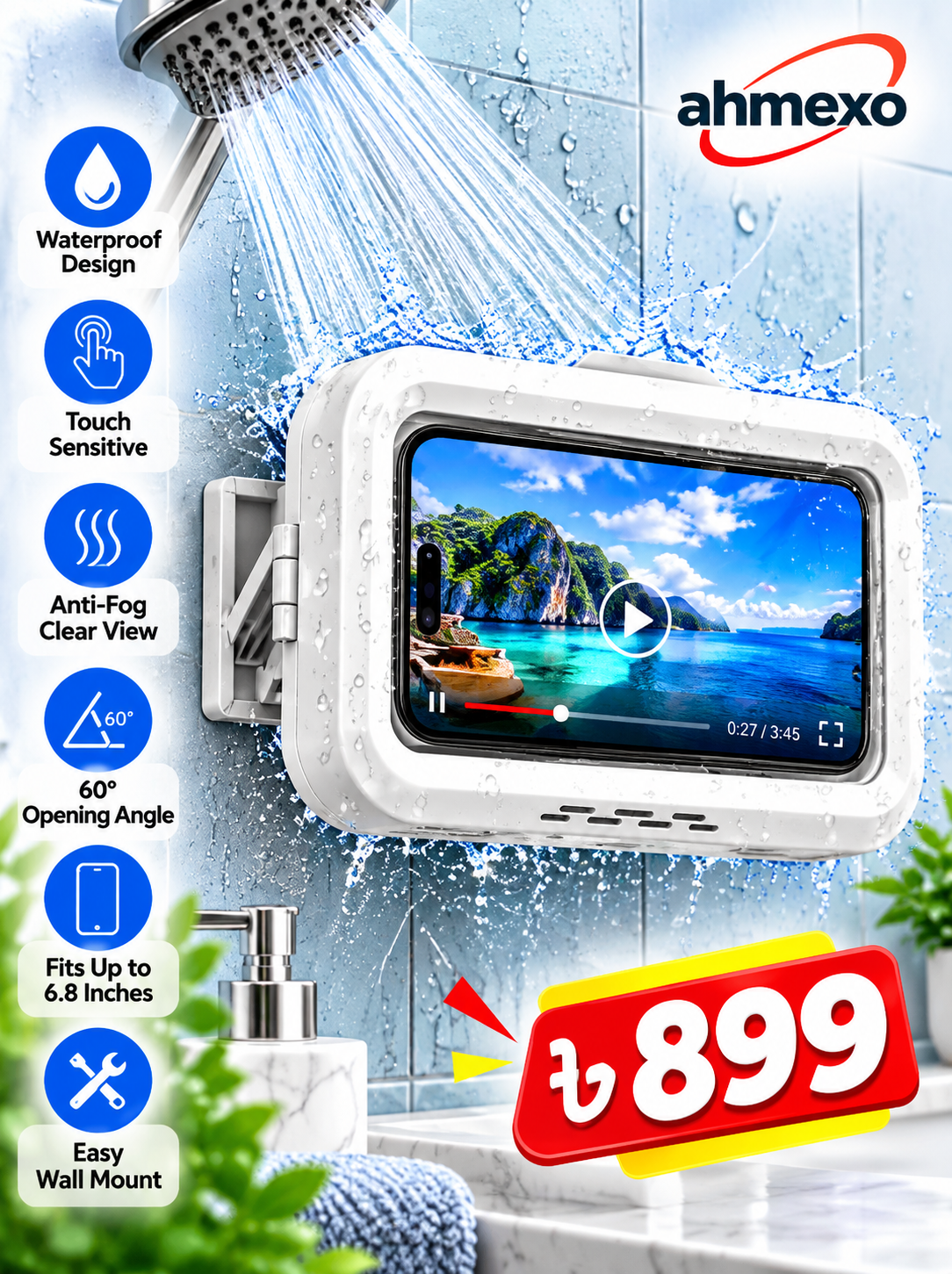 Mobile Phone Waterproof Box Bathroom Shower Phone Placement Box